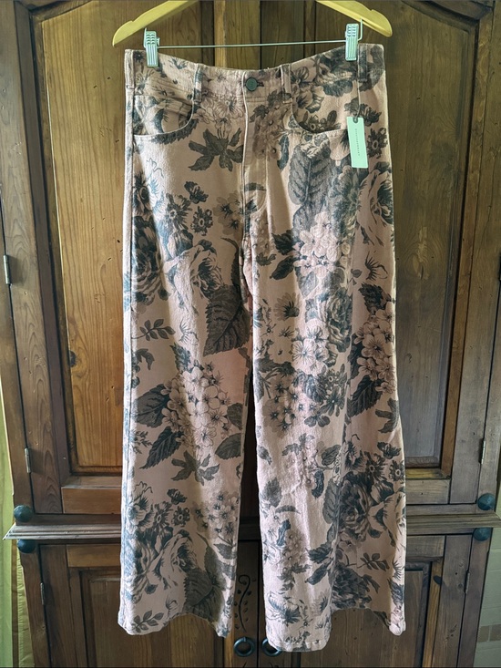 Pilcro Pants - NWT ANTHROPOLOGIE ADI PINK FLORAL LINEN BLEND PANTS. SIZE 30.